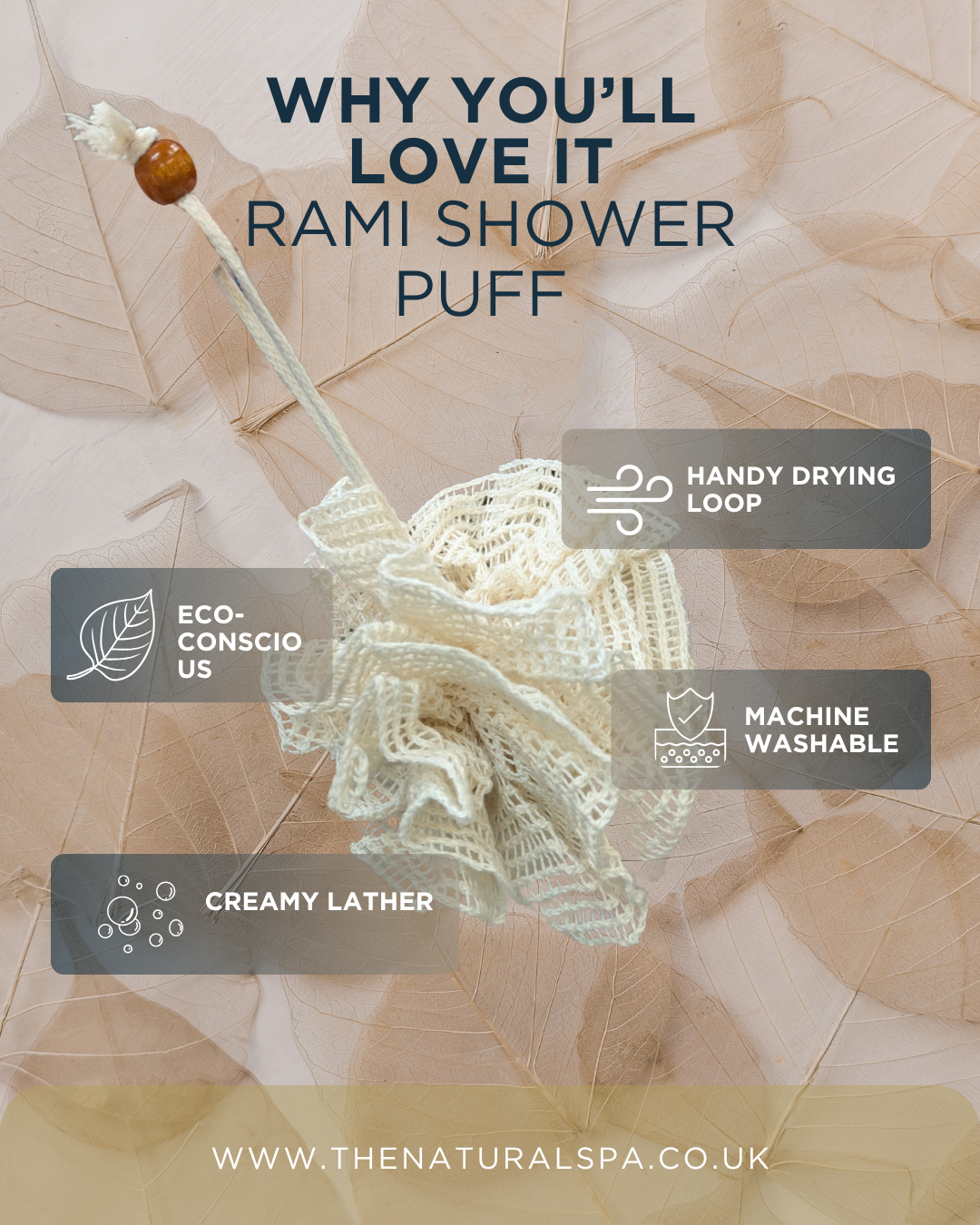 Rami Shower Puff – Exfoliating, Reusable & Eco-Friendly-2